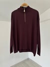15377 Yakası Fermuarlı Triko Bluz-Bordo