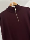 15377 Yakası Fermuarlı Triko Bluz-Bordo