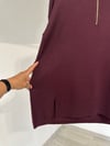15377 Yakası Fermuarlı Triko Bluz-Bordo