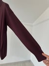 15377 Yakası Fermuarlı Triko Bluz-Bordo