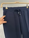 16123 Beli Bağcıklı Çımalı Pantolon-Lacivert