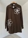 1625 Çiçek Aplikeli Tunik-Kahverengi