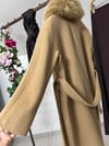 17024 Yün Kürklü Kruvaze Düğmeli Kaban