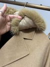 17024 Yün Kürklü Kruvaze Düğmeli Kaban