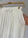 17878 Beli Büzgülü Pantolon-Beyaz