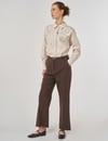 19032 İnce Gold Kemerli Pantolon-Kahve