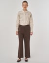 19032 İnce Gold Kemerli Pantolon-Kahve