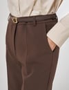 19032 İnce Gold Kemerli Pantolon-Kahve