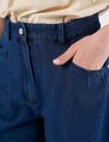 19034 Eskitmeli Yüksek Bel Denim Pantolon-Lacivert