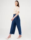 19034 Eskitmeli Yüksek Bel Denim Pantolon-Lacivert