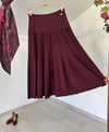 2005 Nervürlü İtalyan Rayon İplik Triko Etek-Bordo