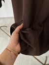 2010 Denim Detaylı Çıt Çıt Aksesuarlı İtalyan İplik Triko Etek-Kahve