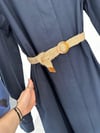 23036 Önden Düğmeli Hasır Kemerli Elbise-LaciElbise-Siyah