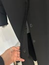 2323W Krep Kumaş Çift Püskül Pardösü -Siyah