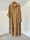 25087 Şal Yaprak Kabartma Desenli Elbise-Camel