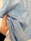 25087 Şal Yaprak Kabartma Desenli Elbise-Mavi