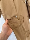 25088 Nergis Desen Kabartmalı Elbise-Camel
