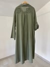 25088 Nergis Desen Kabartmalı Elbise-Haki