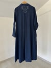 25088 Nergis Desen Kabartmalı Elbise-Lacivert