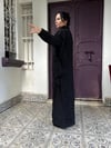 278 Boyunda Bağlama Detaylı Kasnak İşlemeli Dik Yaka Abiye-Siyah