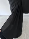 3100 Boyunda Taş İşlemeli Drape Detaylı Abiye Elbise-Siyah