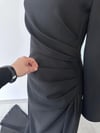 3100 Boyunda Taş İşlemeli Drape Detaylı Abiye Elbise-Siyah