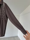 34627 Taş İşlemeli Gömlek-Bordo
