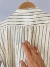 34988 Kimono Düğmeli Çizgili Gömlek-Bej