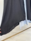 36996 Püskül Detaylı Keten Pardösü-Siyah