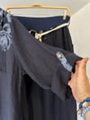 36999 Desenli Keten Pantolonlu Takım-Lacivert
