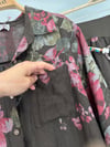 36999 Pembe Desenli Keten Pantolonlu Takım-Kahverengi