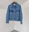 3896 Önden Düğmeli Denim Ceket-Mavi