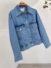 3896 Önden Düğmeli Denim Ceket-Mavi
