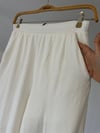 4004 Beli Lastikli Pamuklu Pantolon-Beyaz