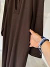 4010 V Yaka Denim Elbise-Kahve