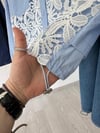 50345 Dantel Aplikeli Pamuklu Gömlek-Mavi