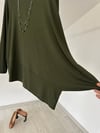 517 Asimetrik Kesim Viscose Bluz-Haki