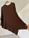 517 Asimetrik Kesim Viscose Bluz-Kahverengi
