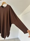 517 Asimetrik Kesim Viscose Bluz-Kahverengi