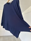 517 Asimetrik Kesim Viscose Bluz-Lacivert