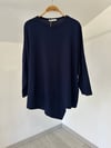 517 Asimetrik Kesim Viscose Bluz-Lacivert