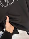 56560 Boncuk İşlemeli Viskon Bluz-Siyah