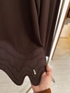 6020 Denim Detaylı İtalyan İplik Asimetrik Kesim Triko Tunik-Kahve