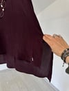 6067 Yuvarlak Yaka Düğme Detaylı Cupro Tunik-Bordo
