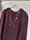 6067 Yuvarlak Yaka Düğme Detaylı Cupro Tunik-Bordo