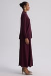 62001 Örgü Teknikli Triko Kloş Etek-Bordo