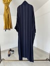 6221 Çizgili Saten Pardüse-Lacivert