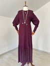 64005 Örgü Teknikli Uzun Triko Elbise-Bordo
