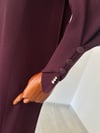 64005 Örgü Teknikli Uzun Triko Elbise-Bordo