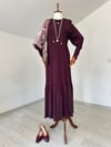64005 Örgü Teknikli Uzun Triko Elbise-Bordo